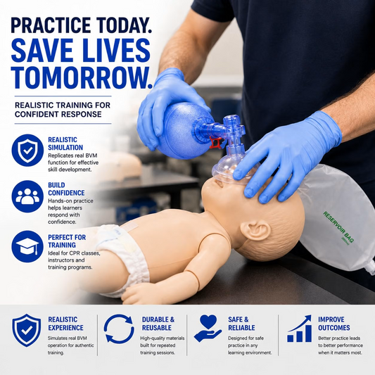 Adult/Child and Pediatric CPR Manual Resuscitation Training Kit - Includes 1 Adult/Child CPR Mask, 1 Pediatric Mask, 1 Adult/Child and 1 Pediatric Valve Squeeze Bag, 2 Reservoir Bag - Full BMV Kit