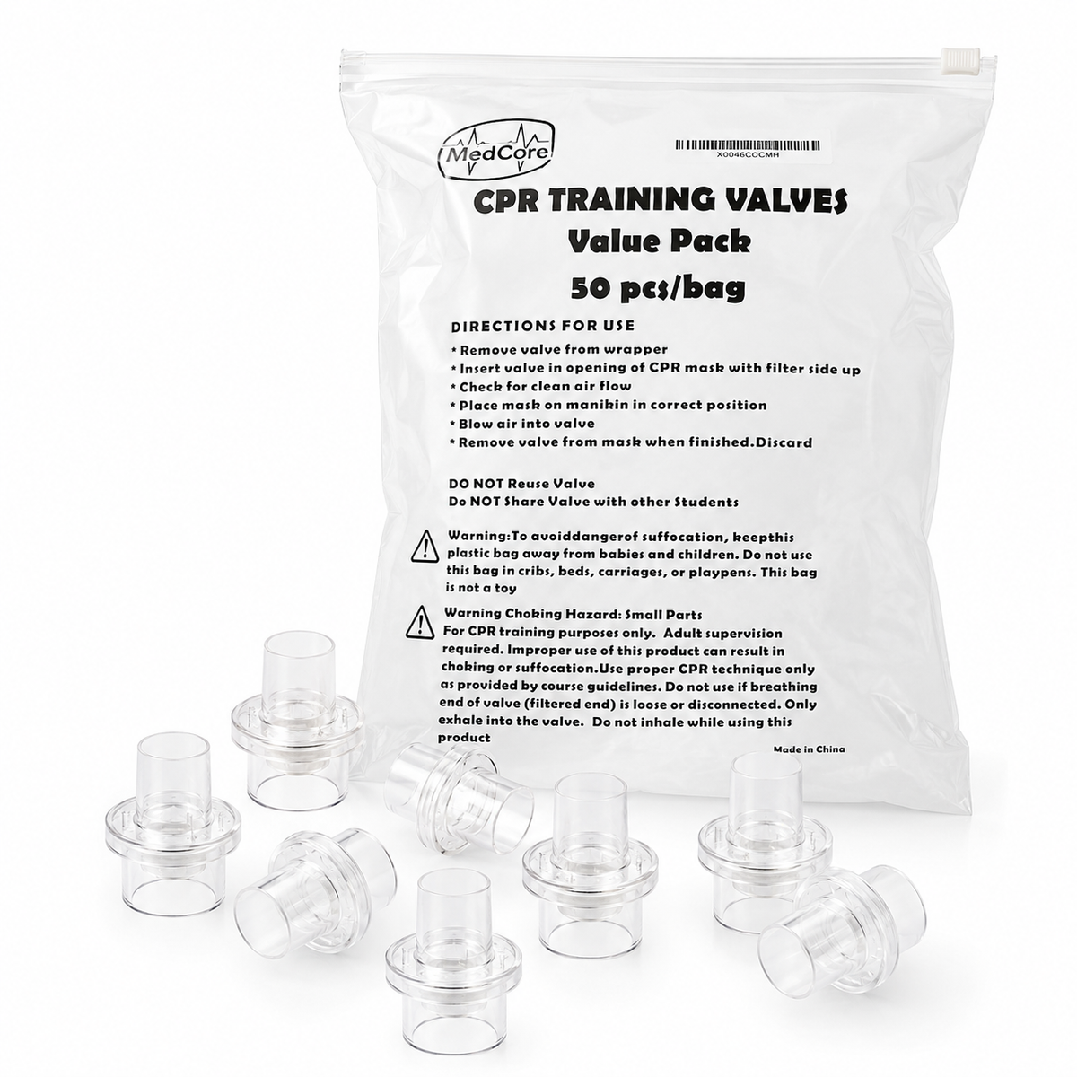 50 Pack - Practice CPR Training Valves - Fits All Adult Child and Infant Training Rescue Masks – Individually Wrapped Valve