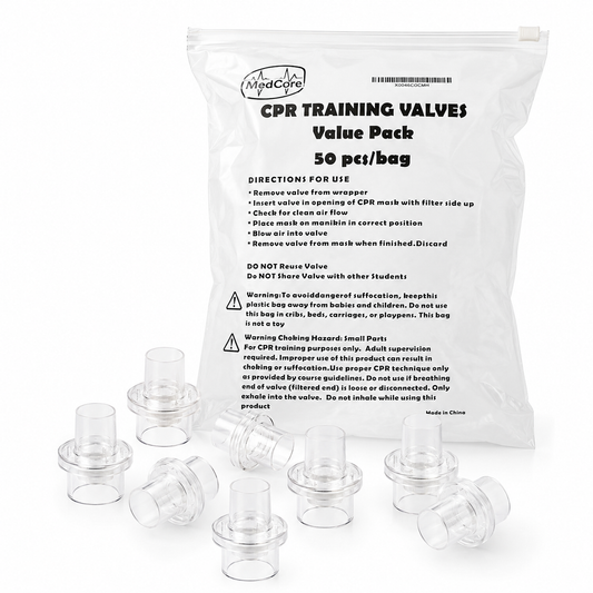 50 Pack - Practice CPR Training Valves - Fits All Adult Child and Infant Training Rescue Masks – Individually Wrapped Valve