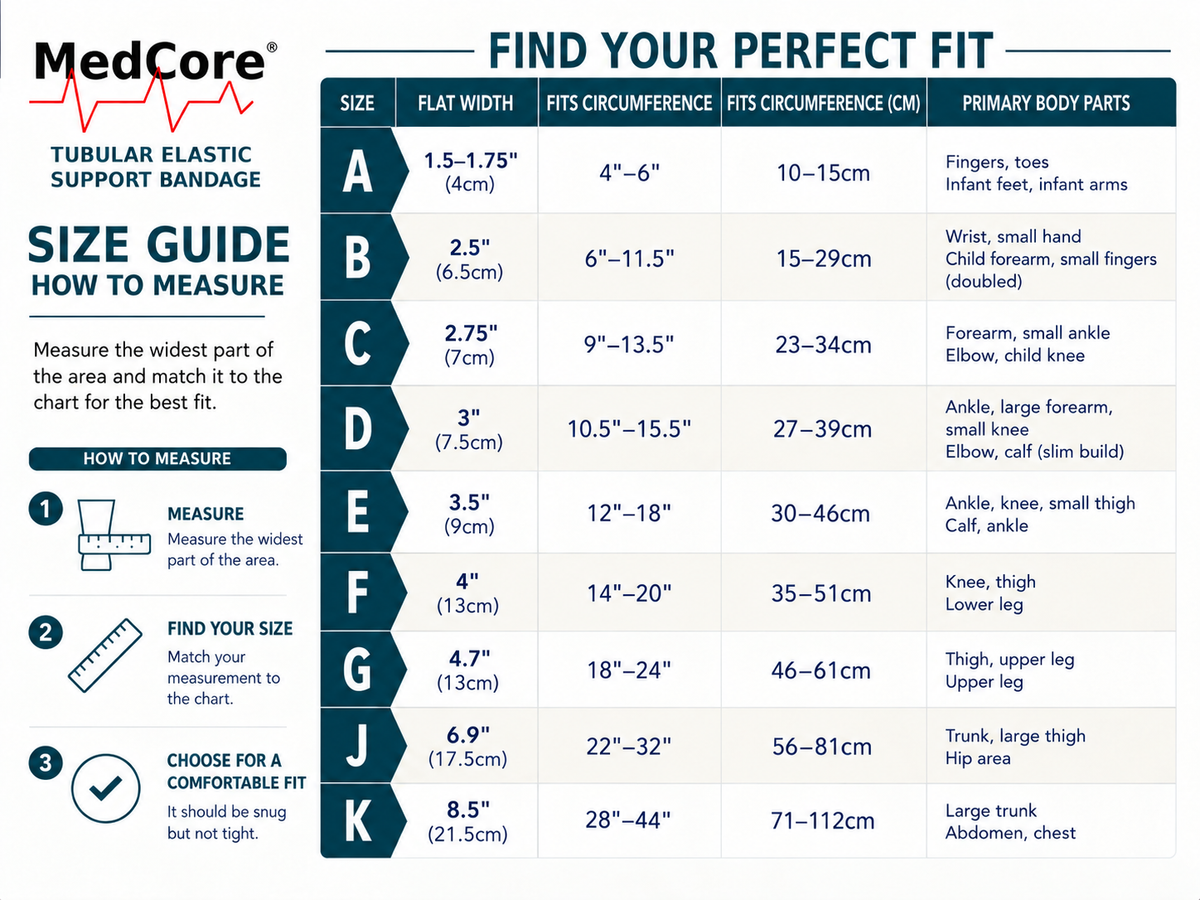 Medcore tubular elastic support bandage, size D