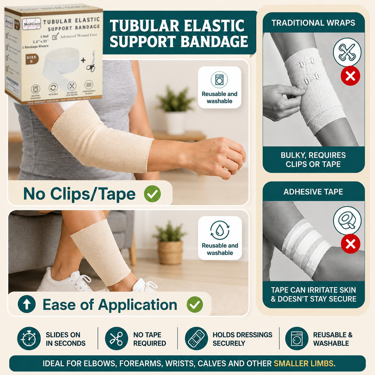 Medcore tubular elastic support bandage, size B