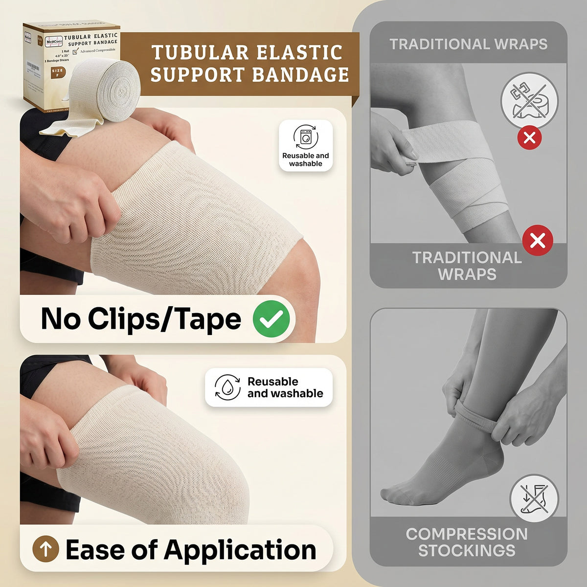 Medcore tubular elastic support bandage, size F