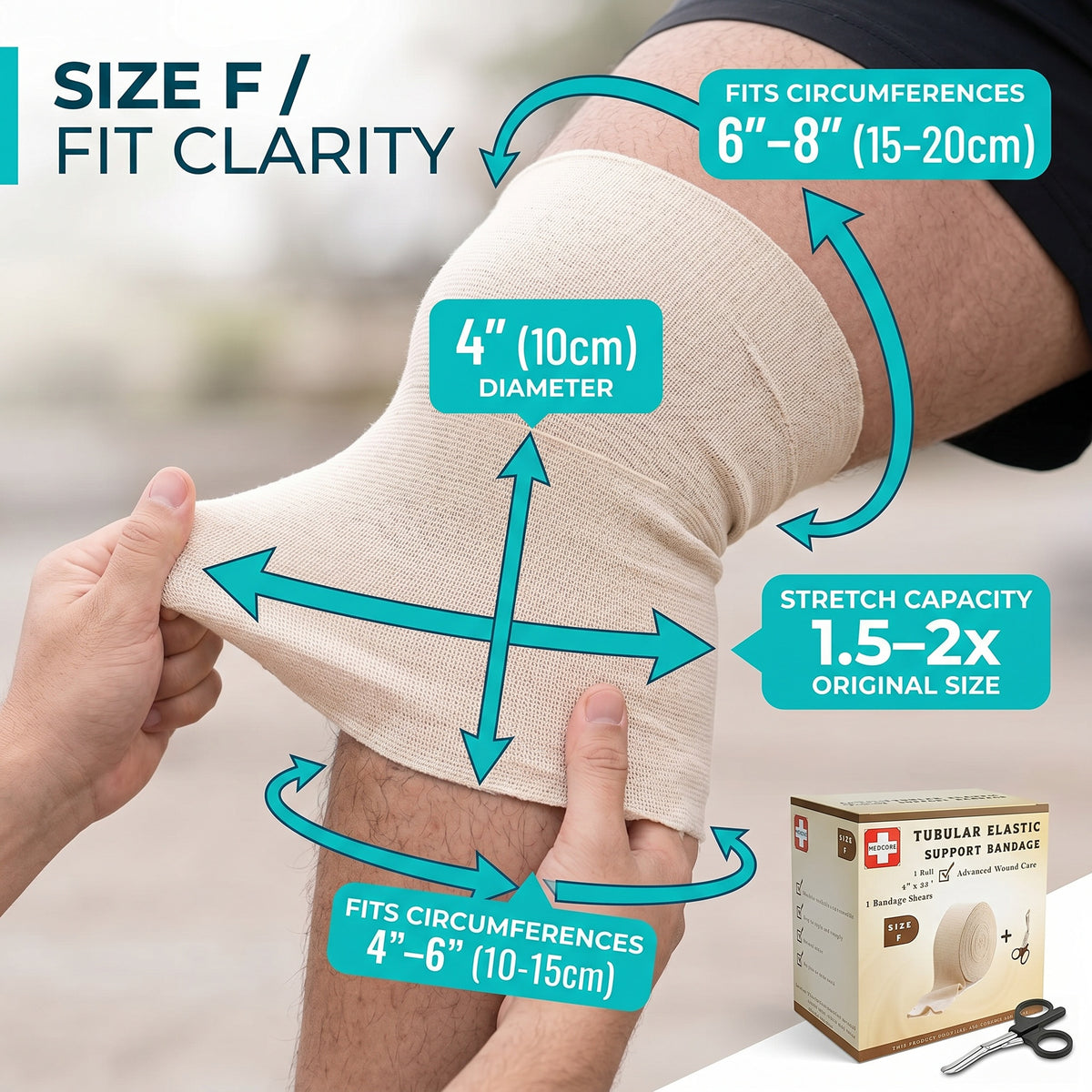 Medcore tubular elastic support bandage, size F