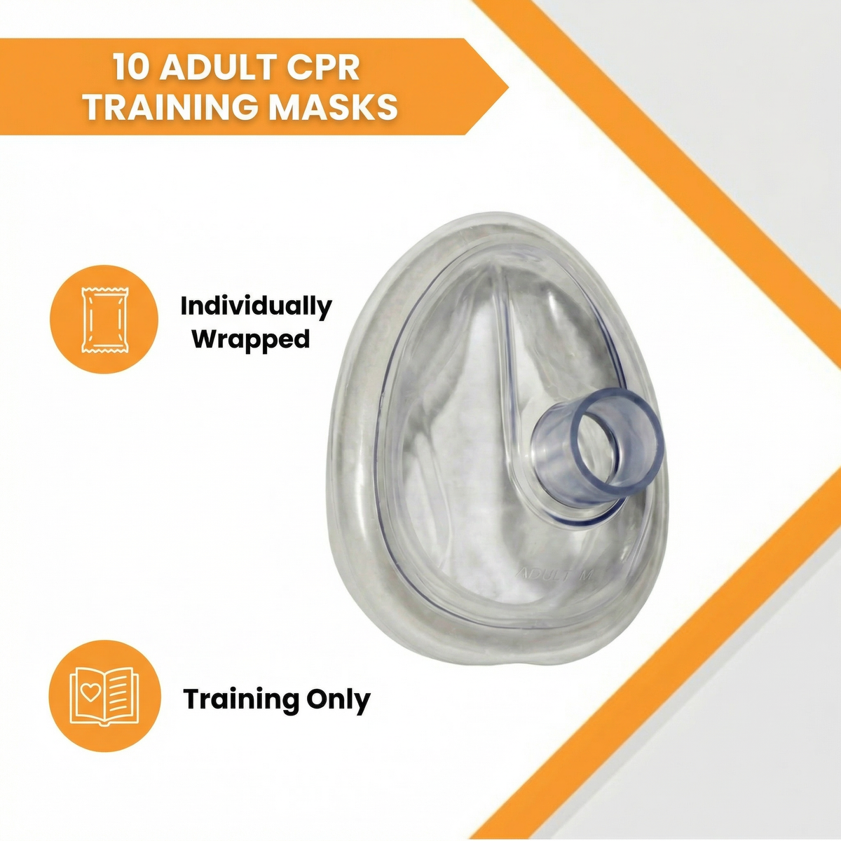 Ten adult CPR training masks, individually wrapped, for training use only