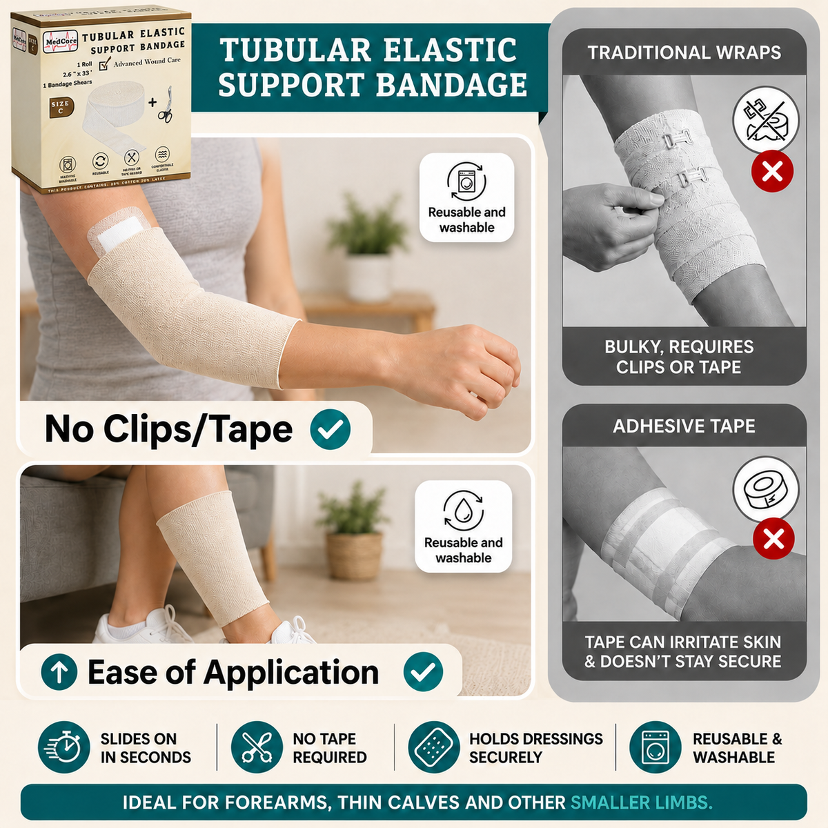 Medcore tubular elastic support bandage, size C