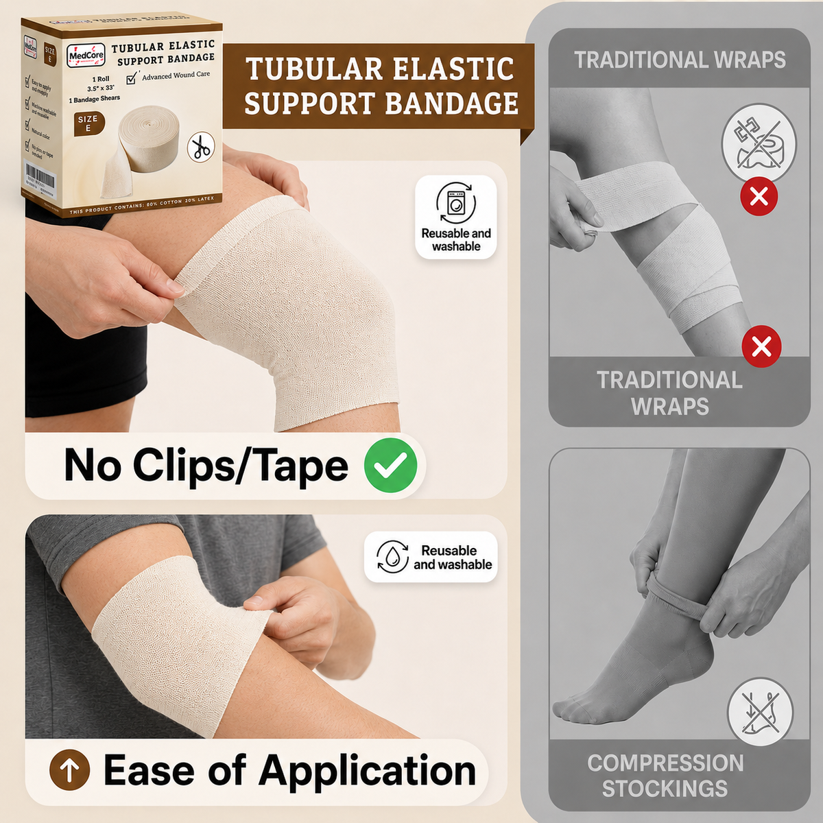 Medcore tubular elastic support bandage, size E