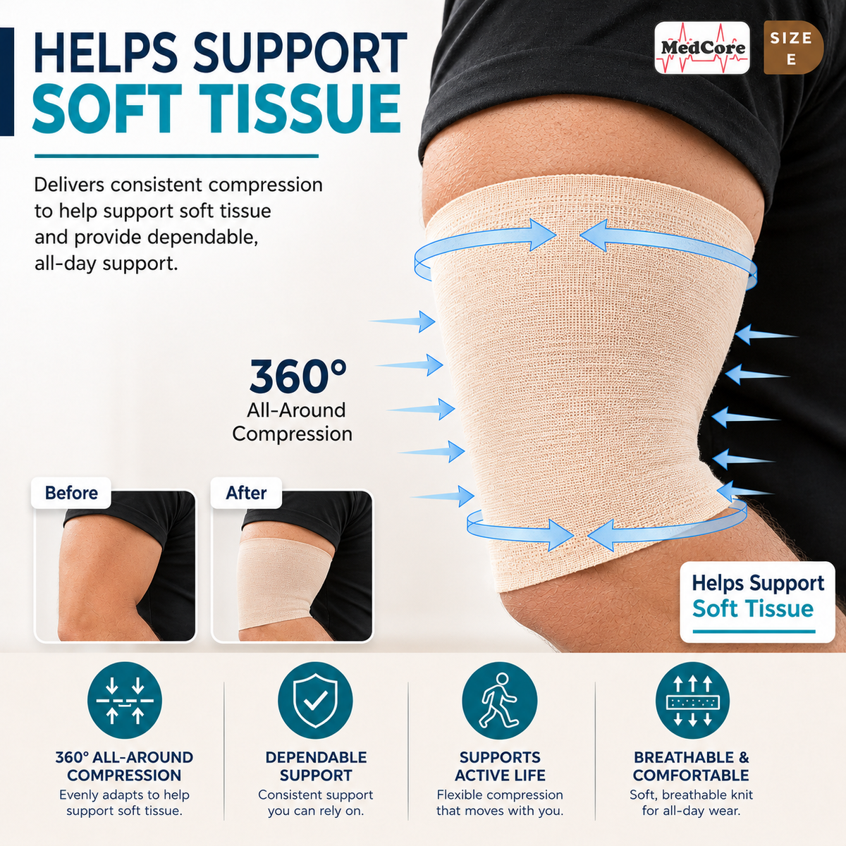 Medcore tubular elastic support bandage, size E