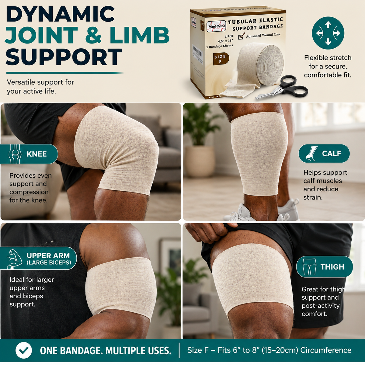 Medcore tubular elastic support bandage, size F
