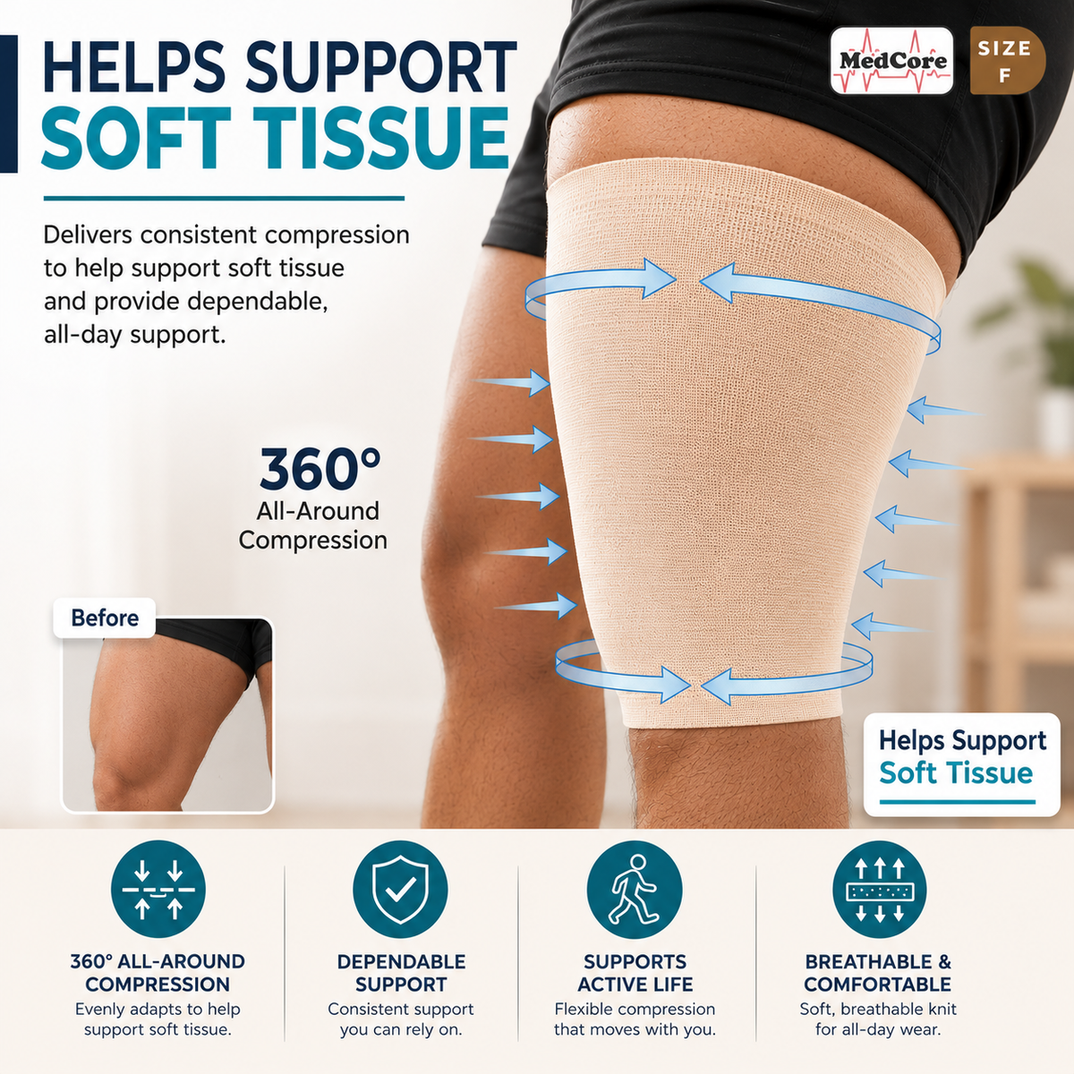 Medcore tubular elastic support bandage, size F