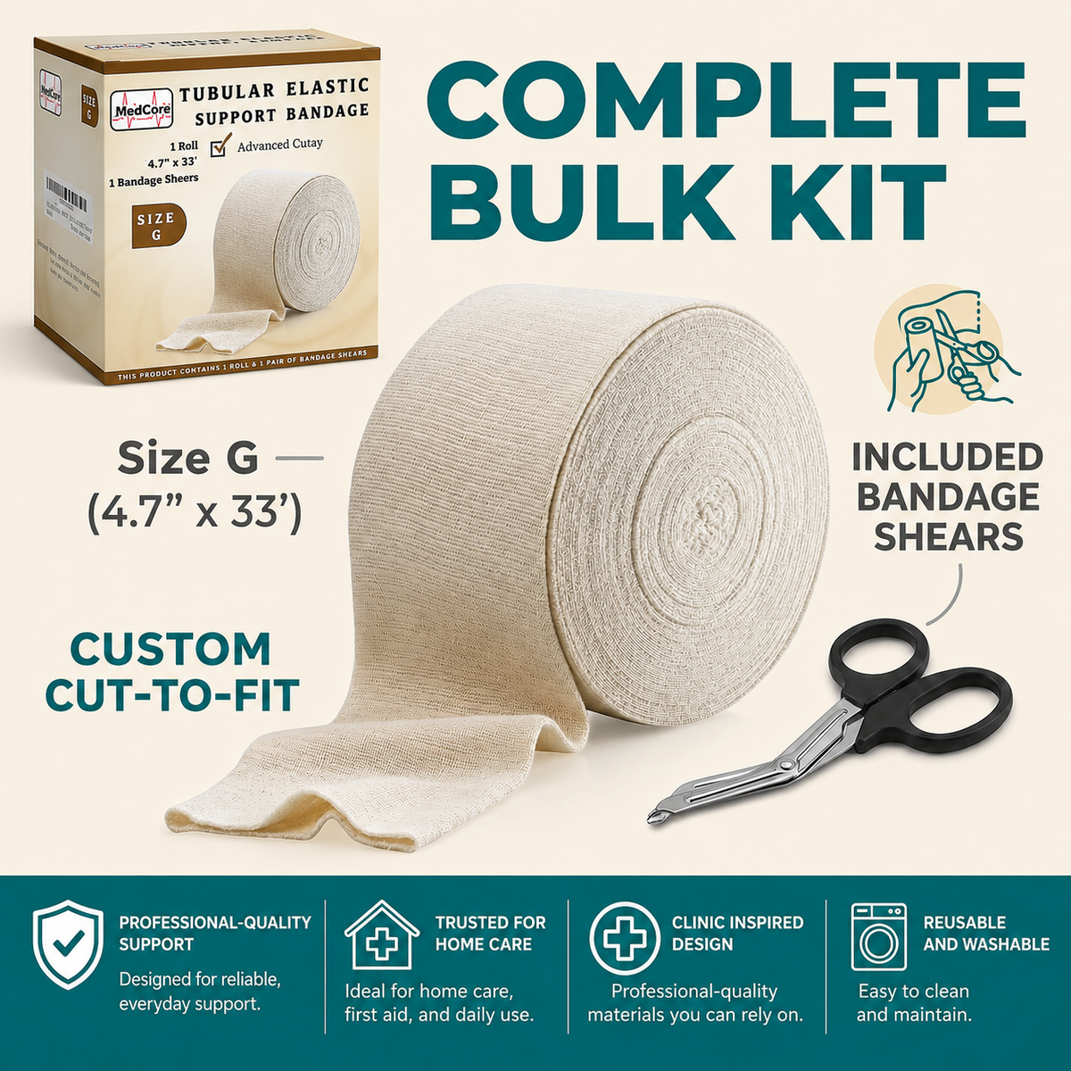 Medcore tubular elastic support bandage, size F